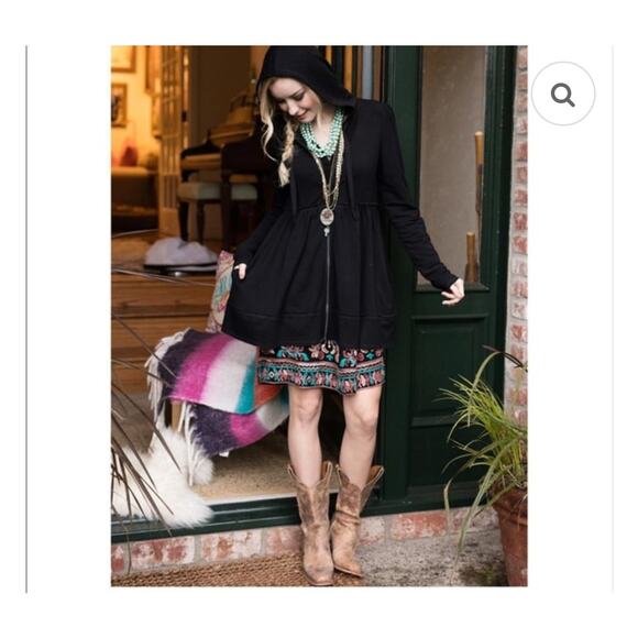 Evy’s Tree L Black Sophie Luxury Hoodie Swiss dots hood soft stretch sweater top - Picture 3 of 8